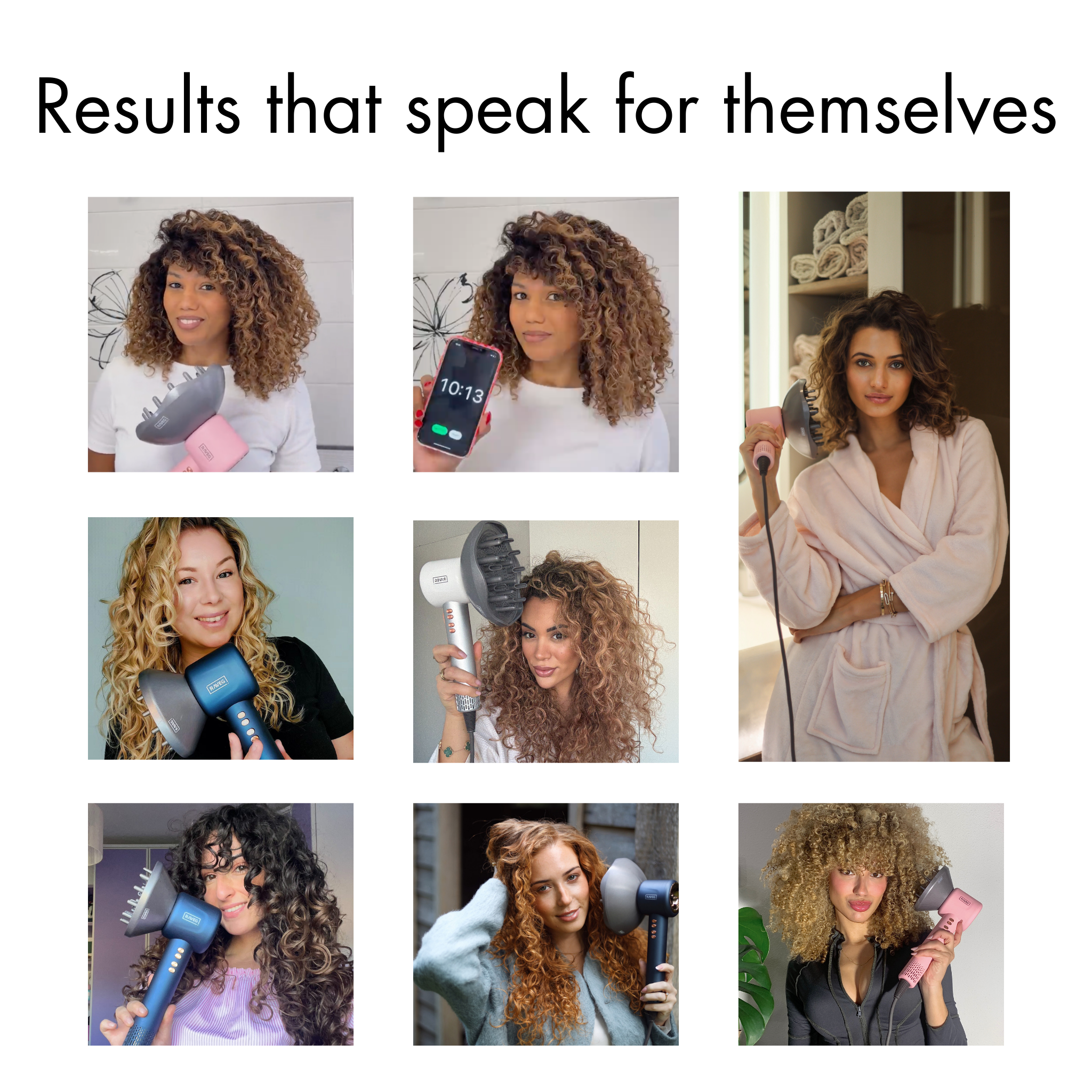 RAVEG Navy Blue Hair Dryer - Dry your hair in record time with a FREE XXL Diffuser