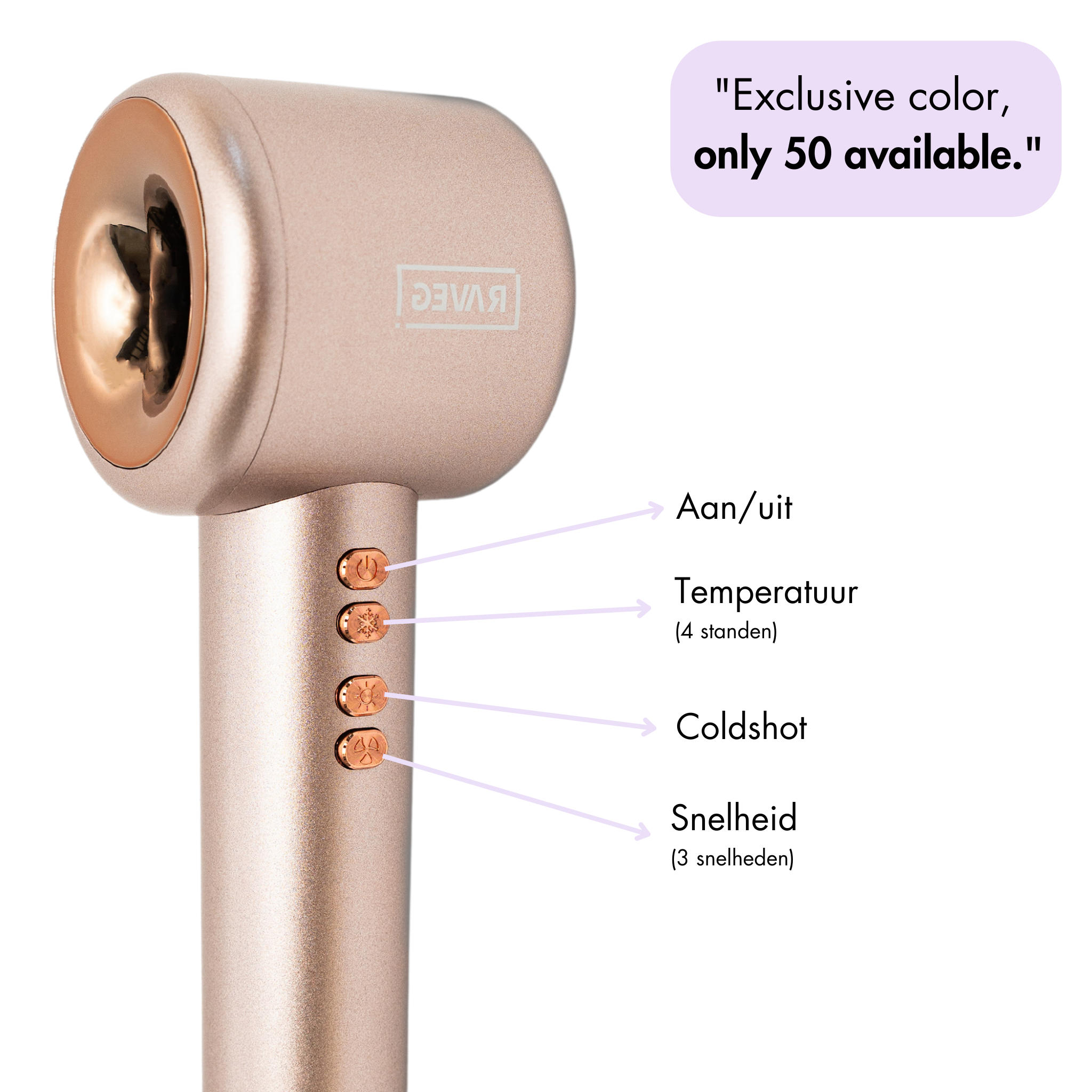 Creëer salonwaardige krullen – XXL Diffuser nu 50% korting bij aankoop bij RAVEG Rose Gold haardroger