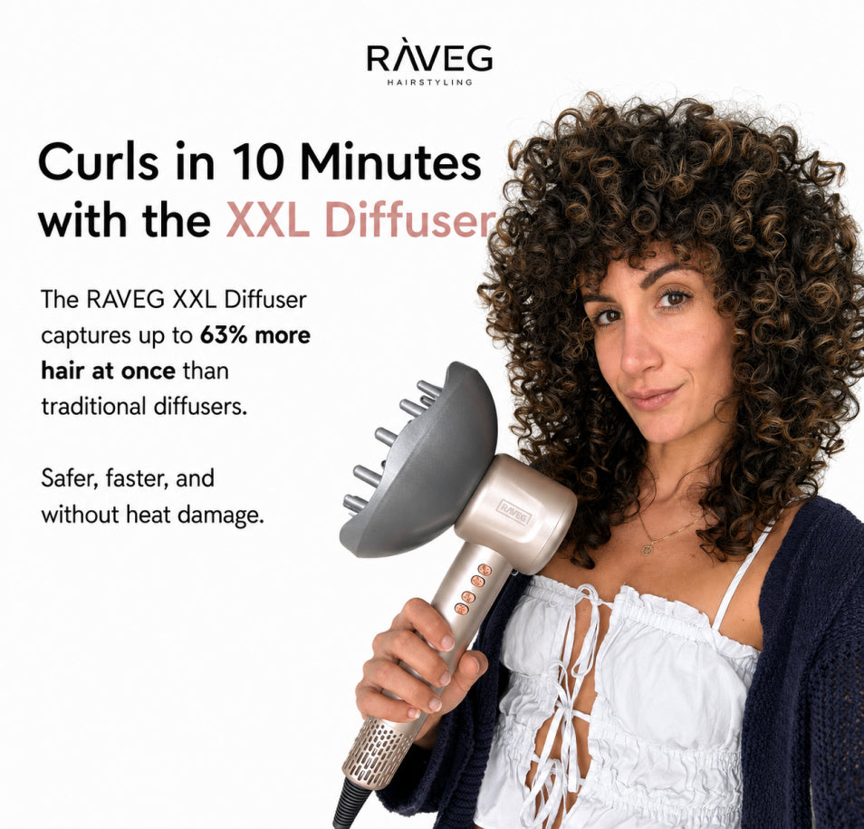 RAVEG Rose Gold Hair Dryer - Dry your hair in record time with a FREE XXL Diffuser