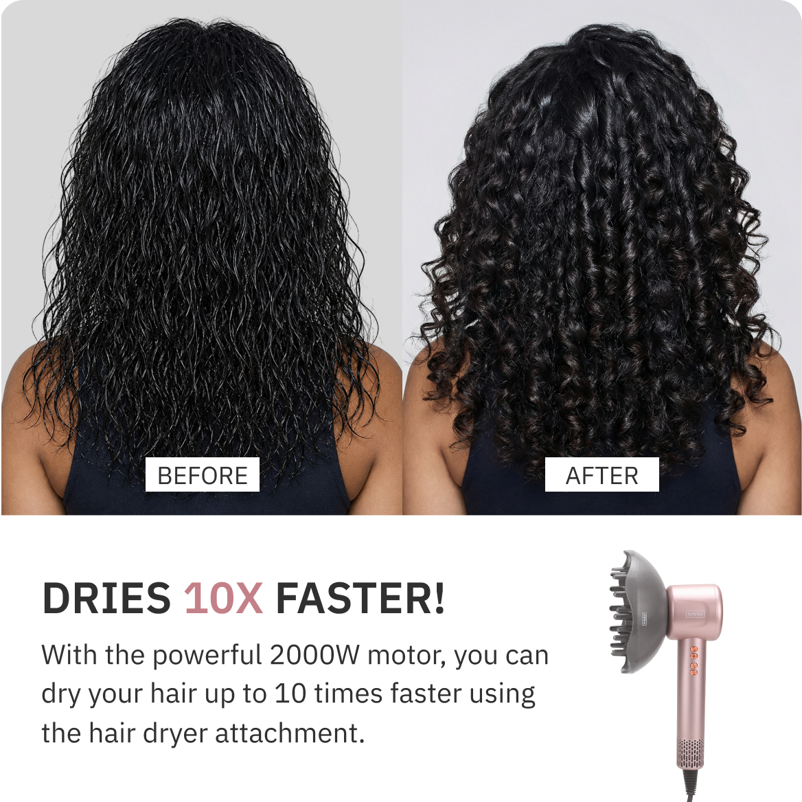 RAVEG Rose Gold Hair Dryer - Dry your hair in record time with a FREE XXL Diffuser