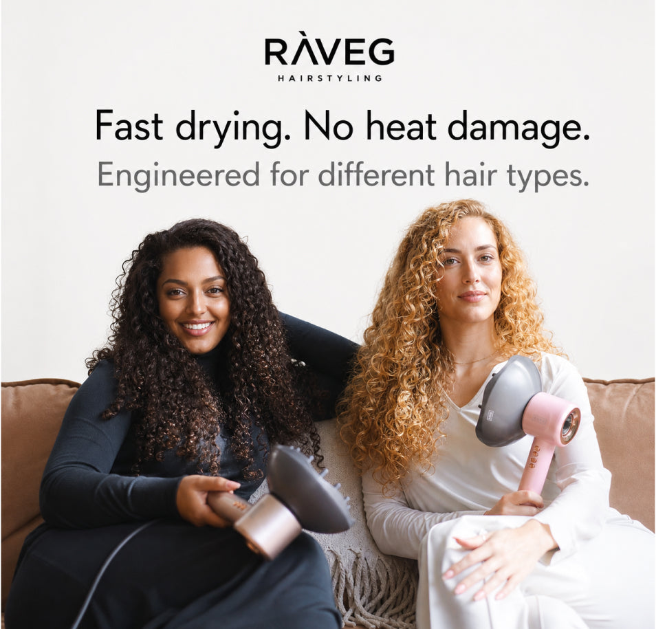 RAVEG Rose Gold Hair Dryer - Dry your hair in record time with a FREE XXL Diffuser