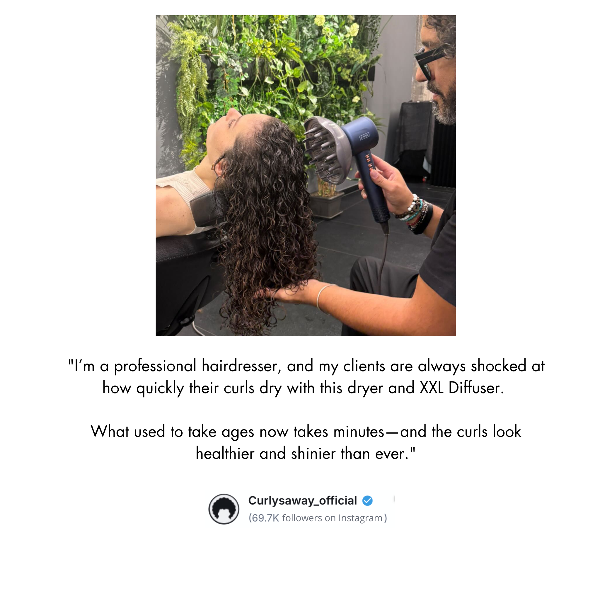 RAVEG Rose Gold Hair Dryer - Dry your hair in record time with a FREE XXL Diffuser